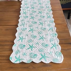 Cora Seafoam quilted table runner